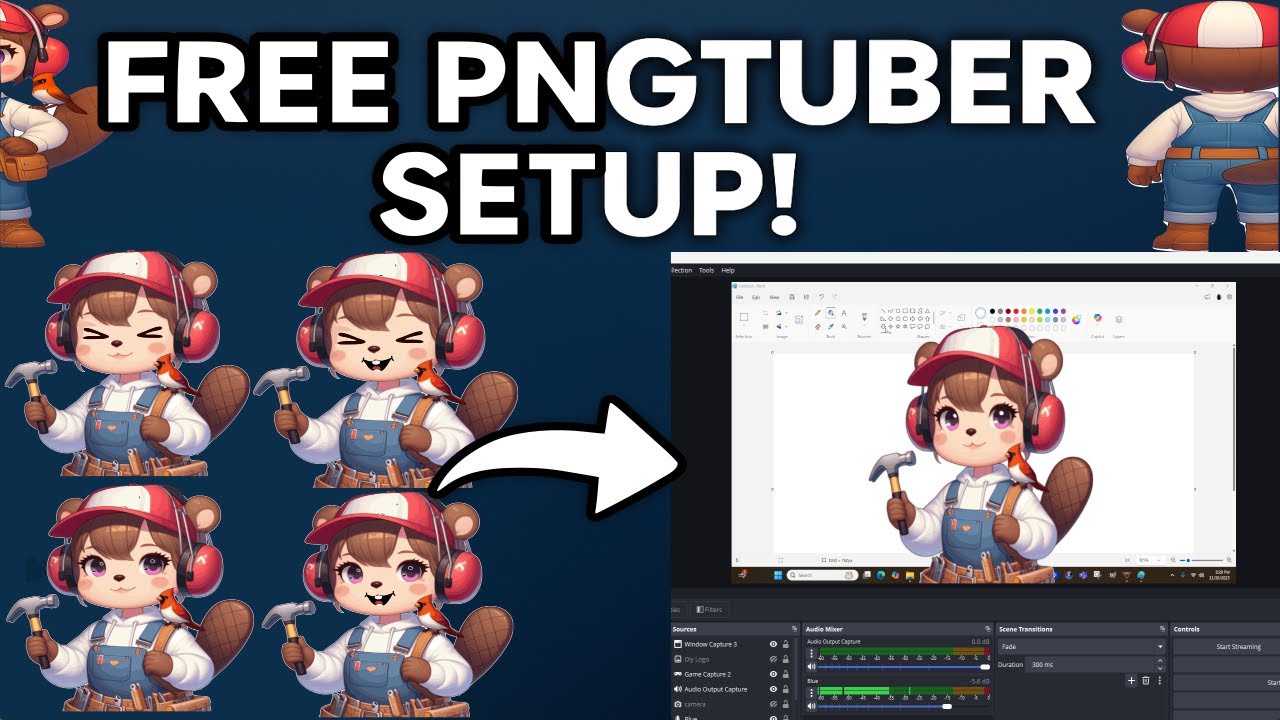 Полное руководство PNGTuber / Vtuber: Дизайн персонажей ИИ → Inkscape → Veadotube → OBS