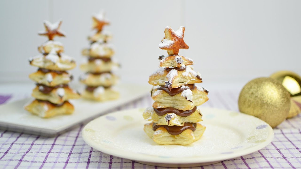 Árboles de Navidad de Hojaldre y Nutella