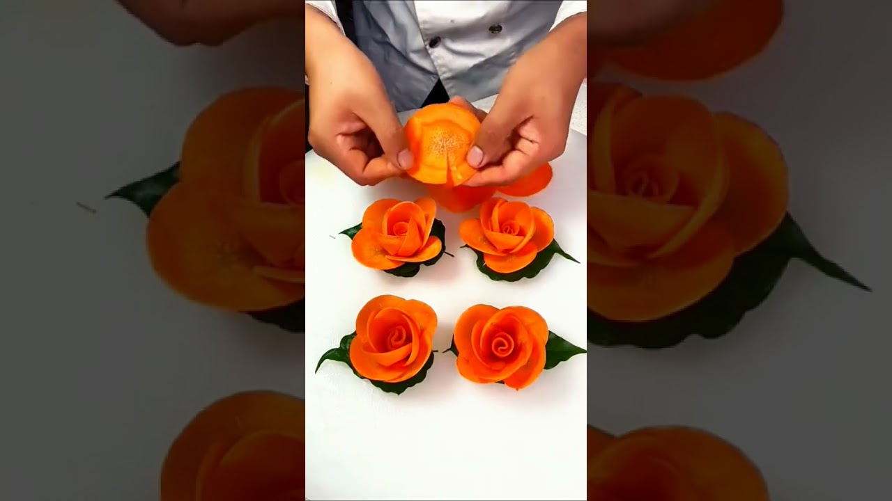 Mudah❗Cara membuat Hiasan Bunga Mawar Dari Wortel🥕❗❗#short #viral  #wortel  #tutorial# #garnish