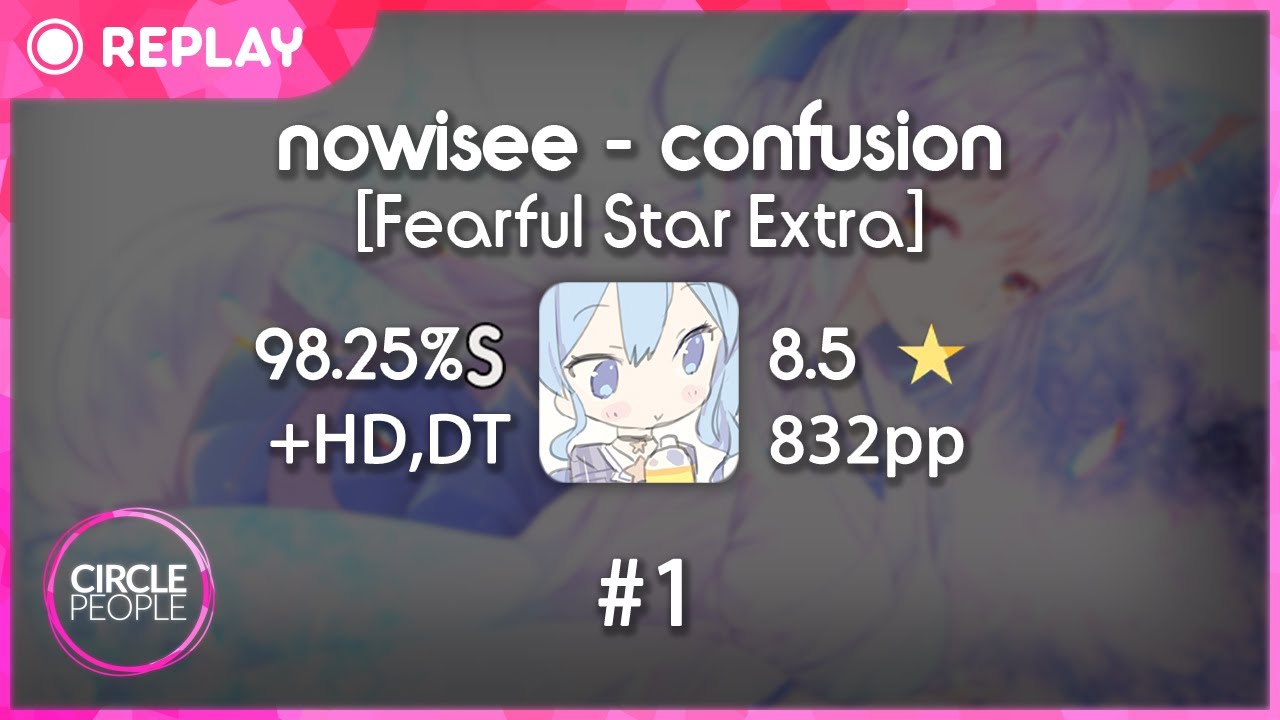osu! | morgn | nowisee - confusion [Fearful Star Extra] +HD,DT 98.25% 8.51★ FC #1 | 832pp