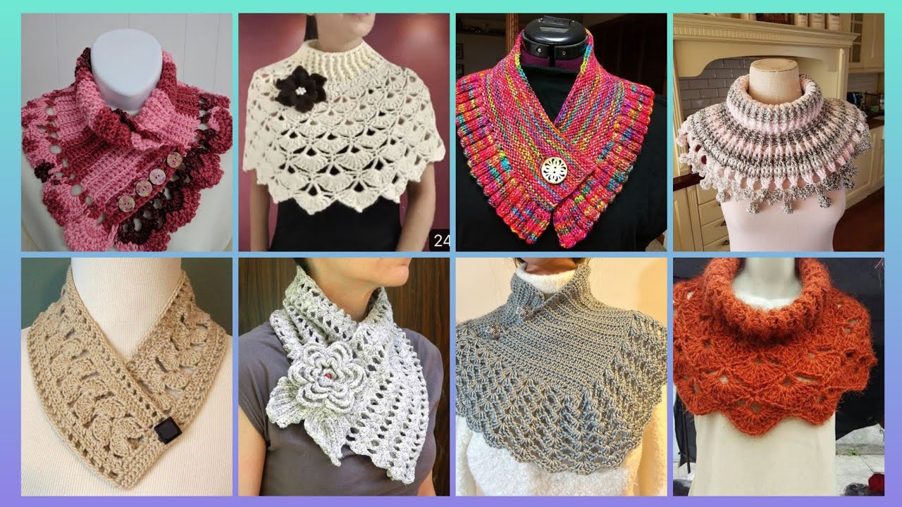Impressive Elegant outstanding crochet pattern of handmade neck scraft outfits designs ideas