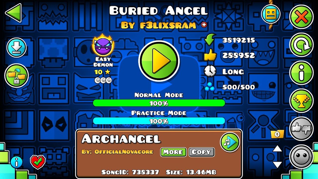 Geometry Dash - BURIED ANGEL 100% All Coins [Easy Demon] By f3lixsram