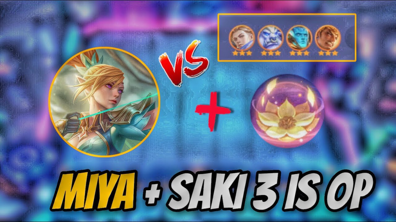 HYPER MIYA CADIA + SAKI 3 VS 4 LEGENDARY 5 GOLD | MAGIC CHESS MLBB |