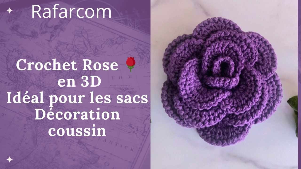 🔥Droitiers comment faire une belle Rose au crochet idéal pour les sacs, déco, coussin