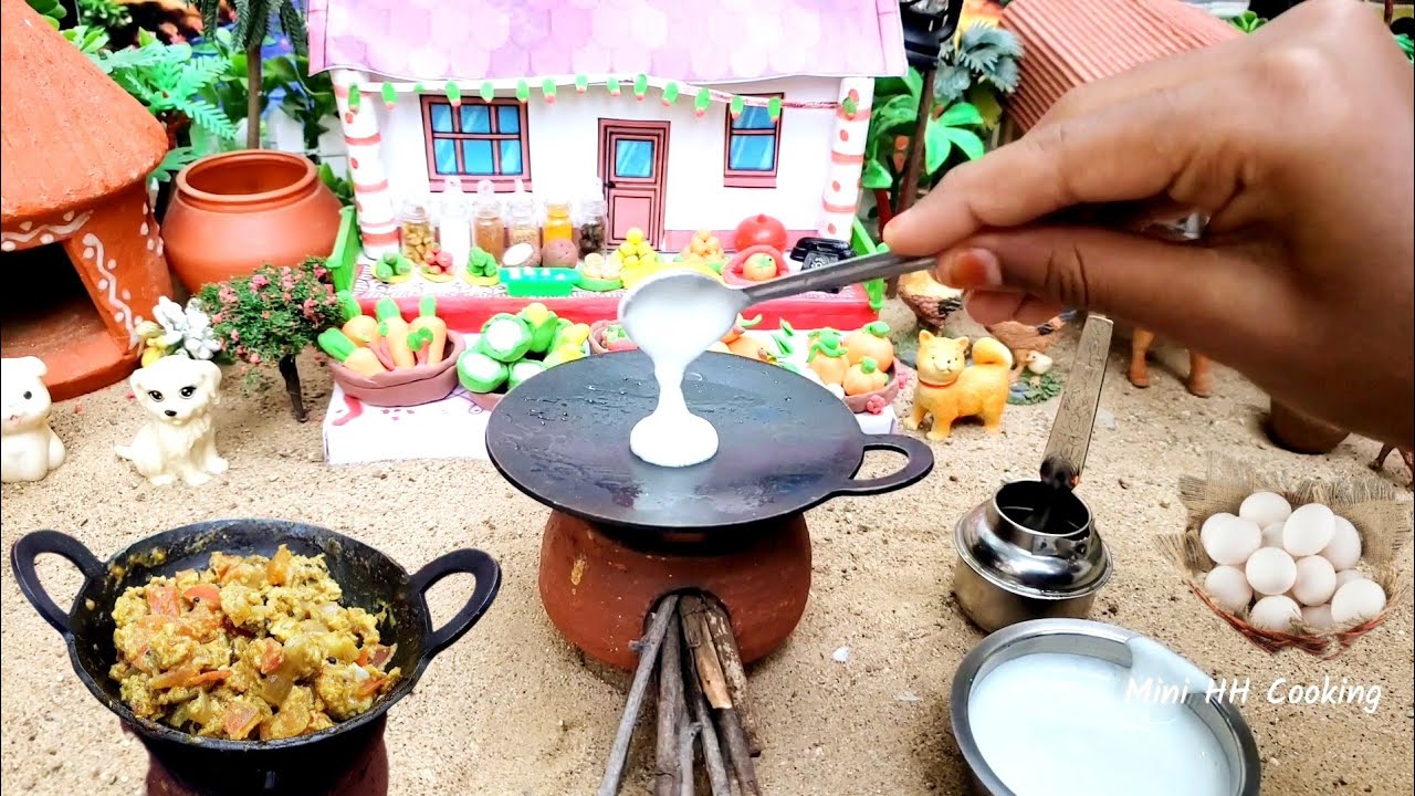 Miniature egg masala for dosa/tiny dosa and egg gravy recipe/tiny egg cooking/Miniature cooking set 