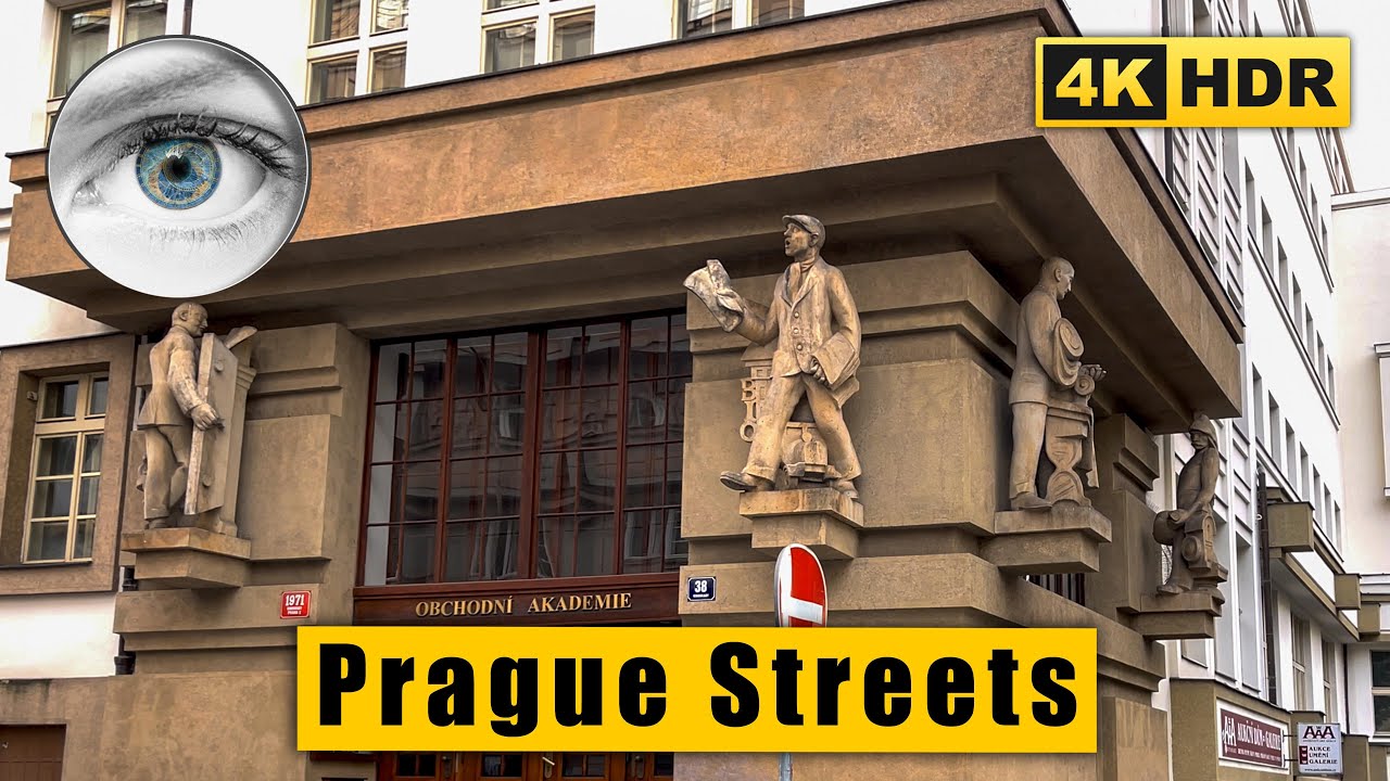 Prague 4k streets walk along Vinohradská street 🇨🇿 Czech Republic HDR ASMR