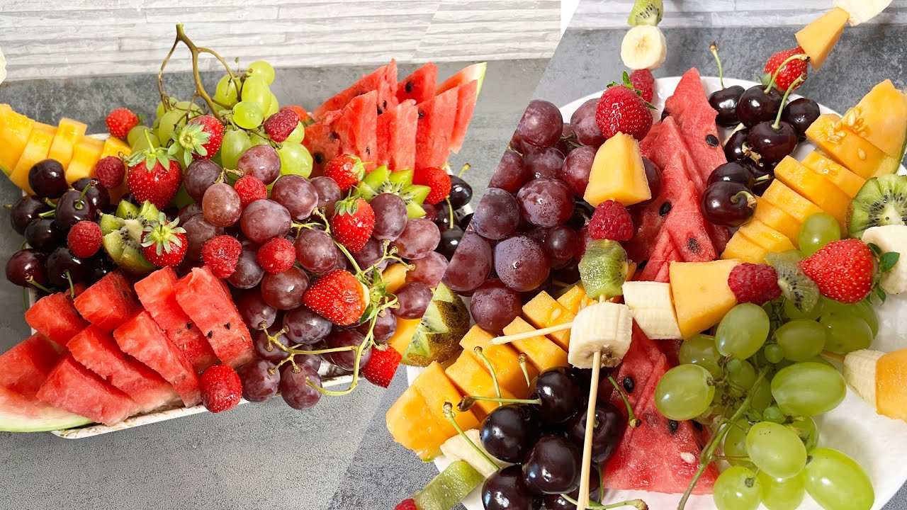 Brochettes de fruits😘pour les invités￼￼/2 aidez de Présentation plateau de fruits￼👌🍉