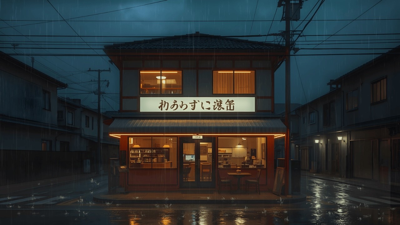 Rainy Night at a Cozy Japanese Cafe ☕ | Relaxing Rain Sounds for Sleep & Study