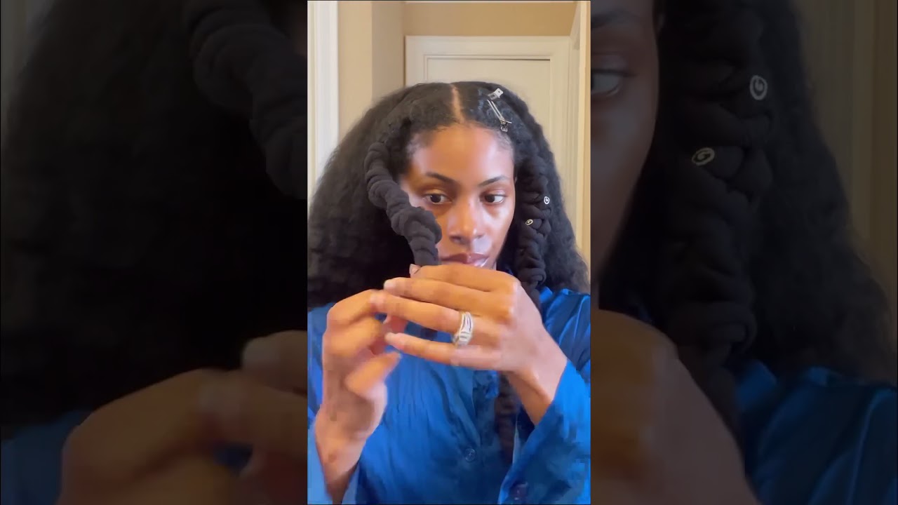 Stretch natural hair without heat with banding method. #naturalhaircare #naturalhair #curlyhairtips