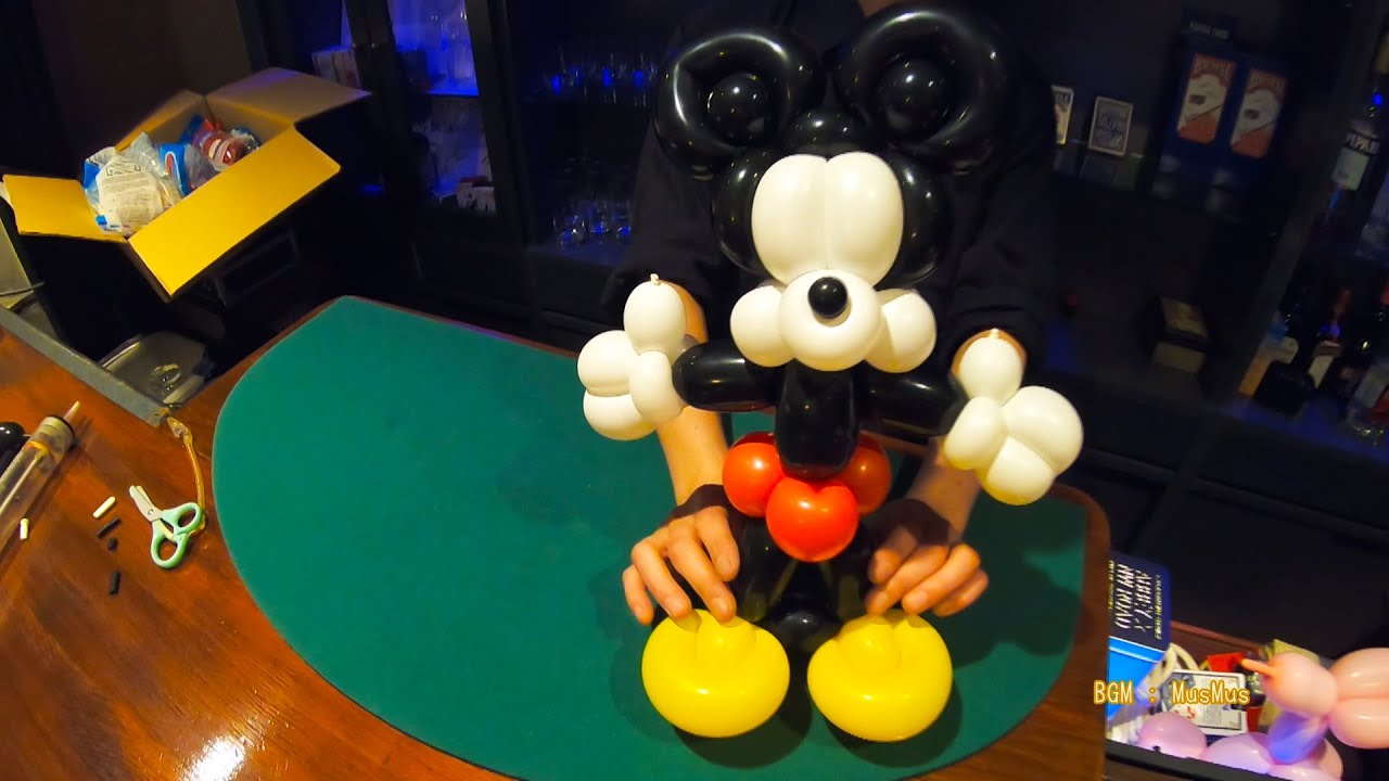 【バルーンアートライブラリ004】How to make a Mickey Mouse Balloon art.ミッキーの作り方♪頭部から完成まで