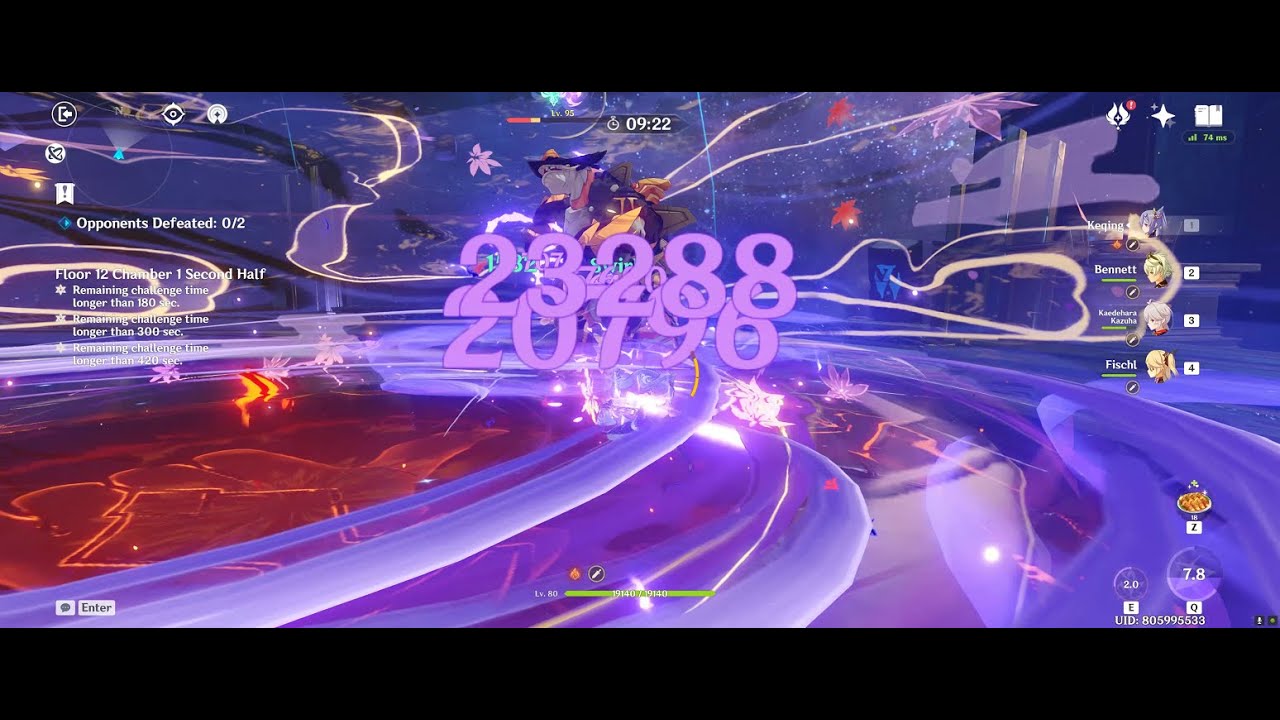 Genshin Impact - C2 Keqing + R1 L80 Mistsplitter Reforged Spiral Abyss 12