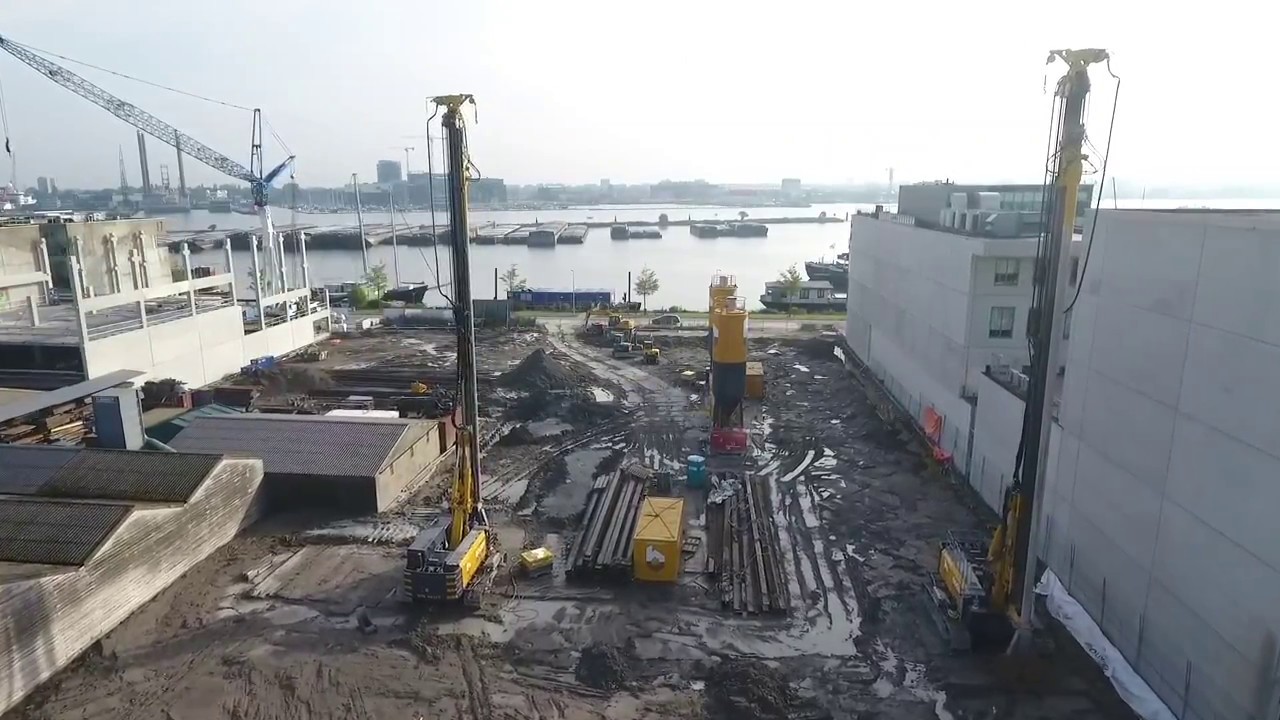 BodemBouw Cutter Soilmix Bouwkuip met Stempelraam Houthaven Danzigerkade Amsterdam