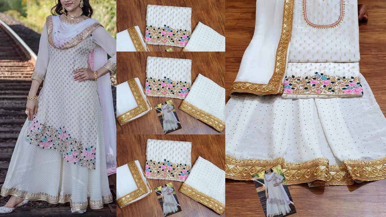 Banarsi Silk Suit With HandWork And Dots Bottoms Chinon Dupatta|Joginder Cloth House