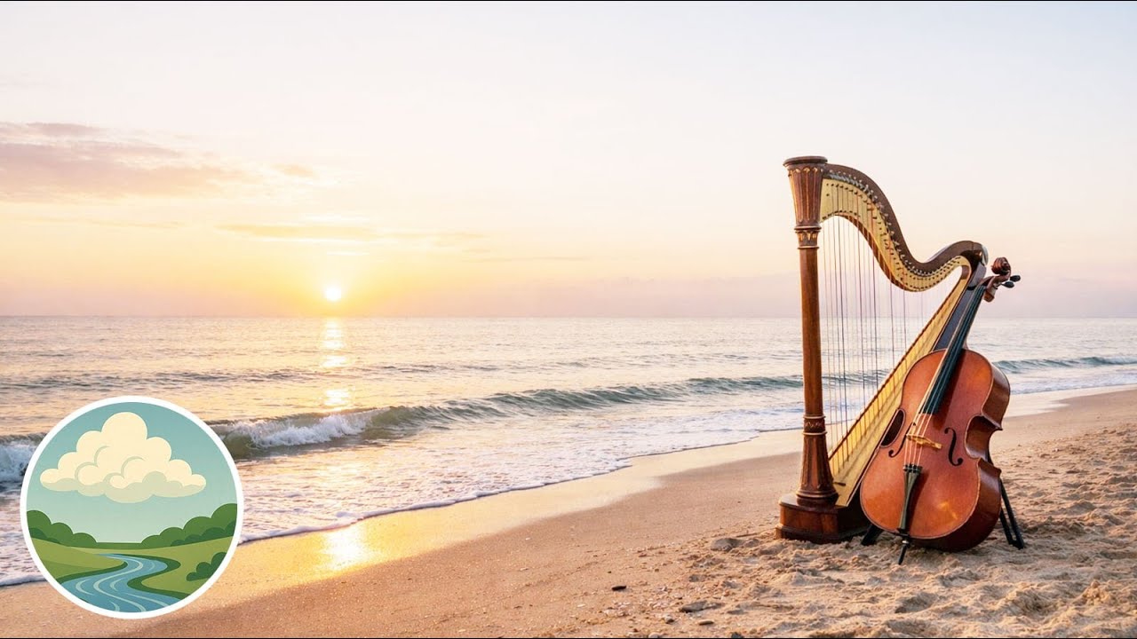 Relaxing Music with Ocean Waves | Harp & Cello for Focus, Calm and Inner Peace