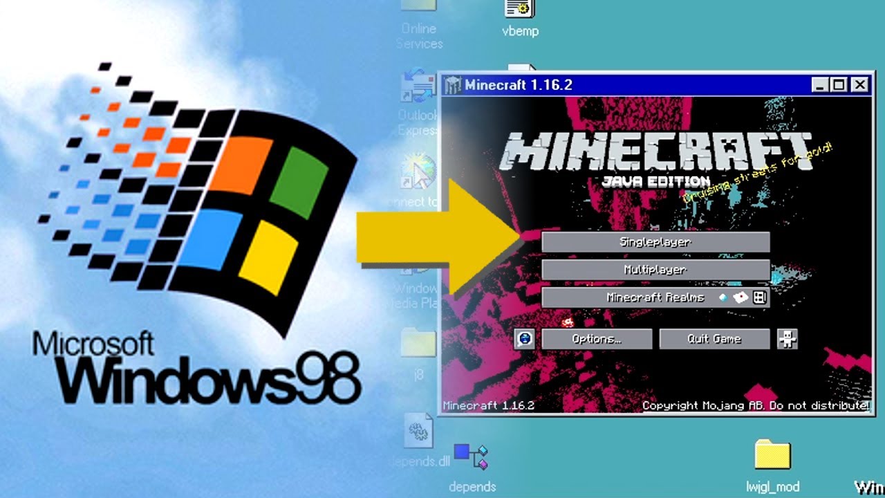 Playing Minecraft 1.16 on Windows 98