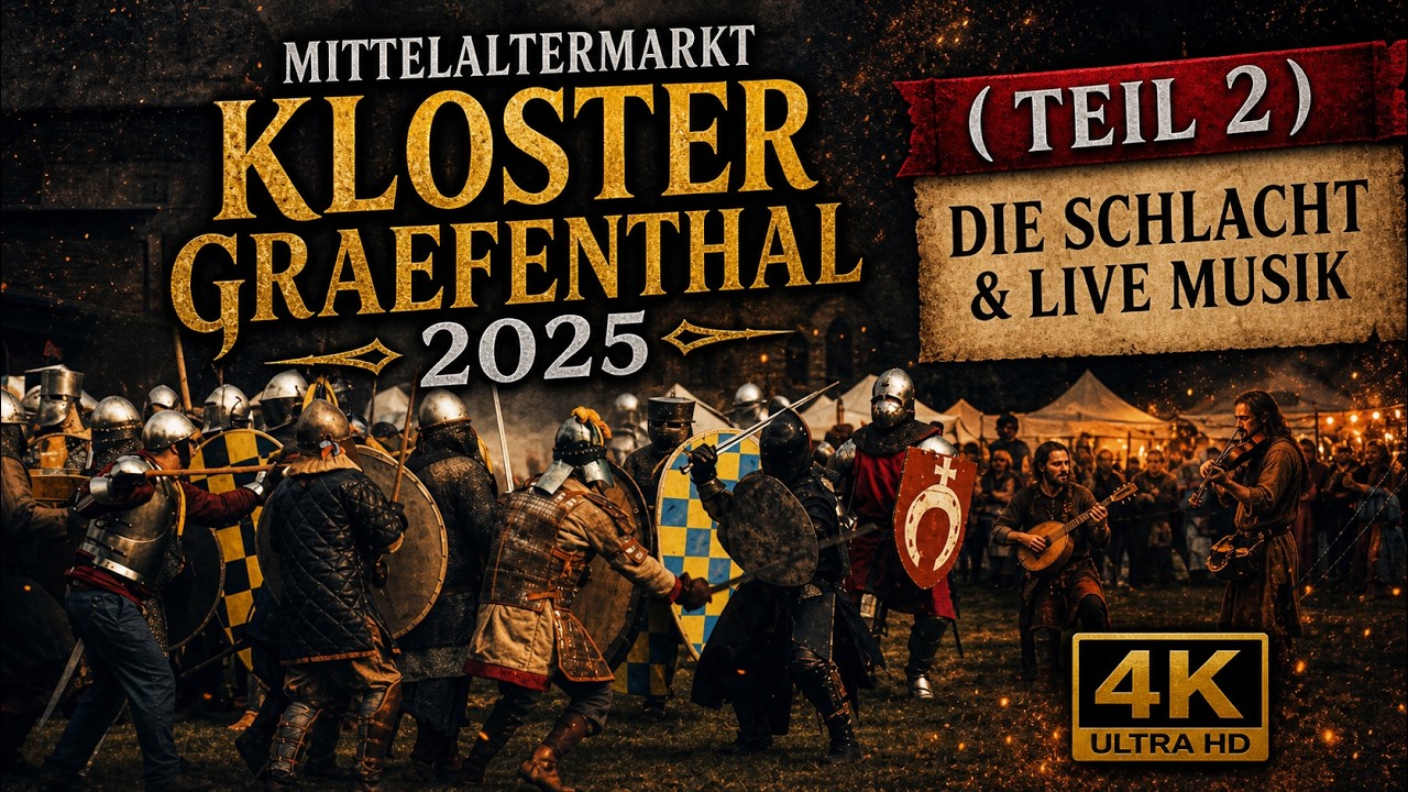 Mittelaltermarkt Kloster Graefenthal 2025 ( Teil 2) Die Schlacht & Live Musik [ 4K ]