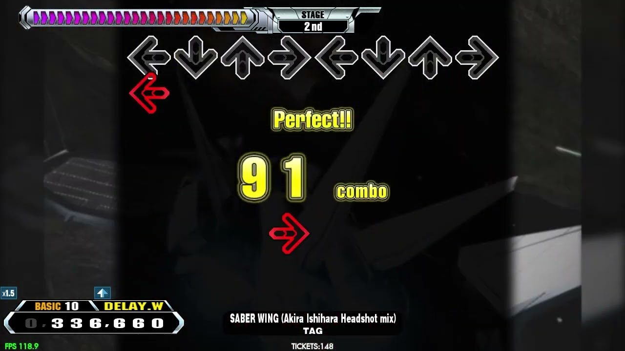 【LV10】DDR / SABER WING (Akira Ishihara Headshot mix) - DIFFCULT DOUBLE with handclap