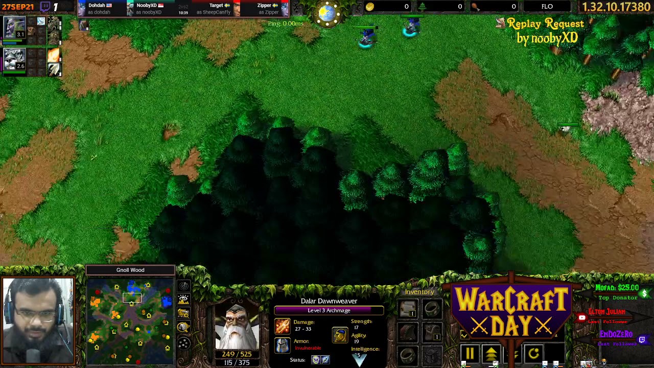 W3RR | NoobyXD & Dohdah (Undead / Night Elf) vs Target & Zipper (Human / Night Elf) | Gnoll Wood