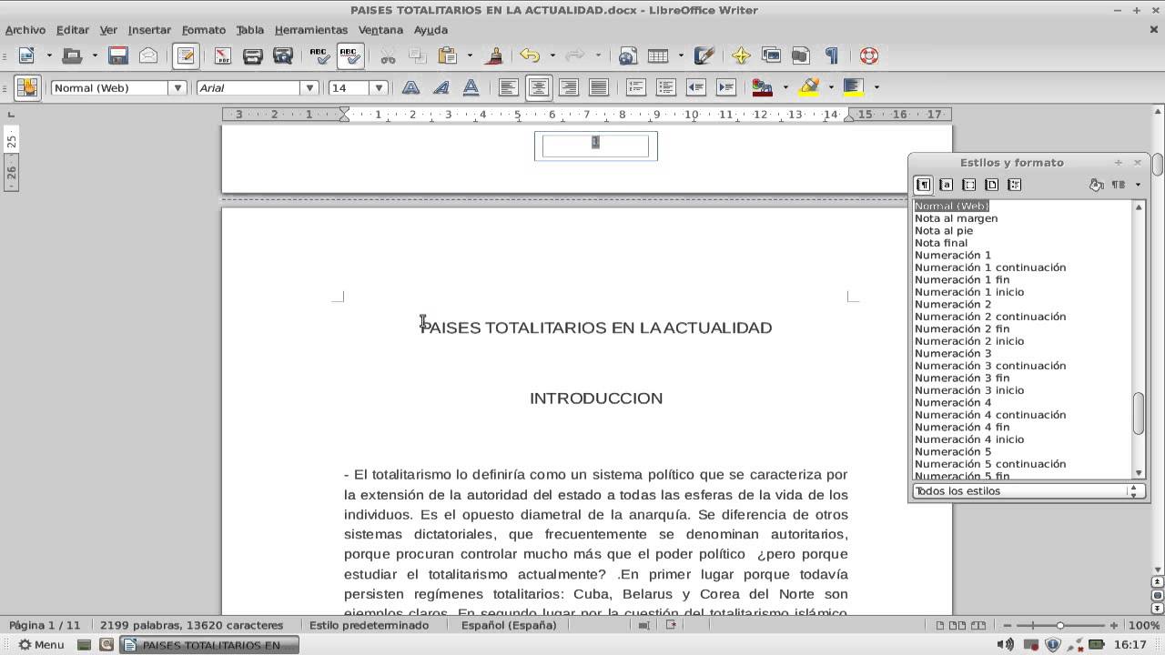 Crear índices en LibreOffice