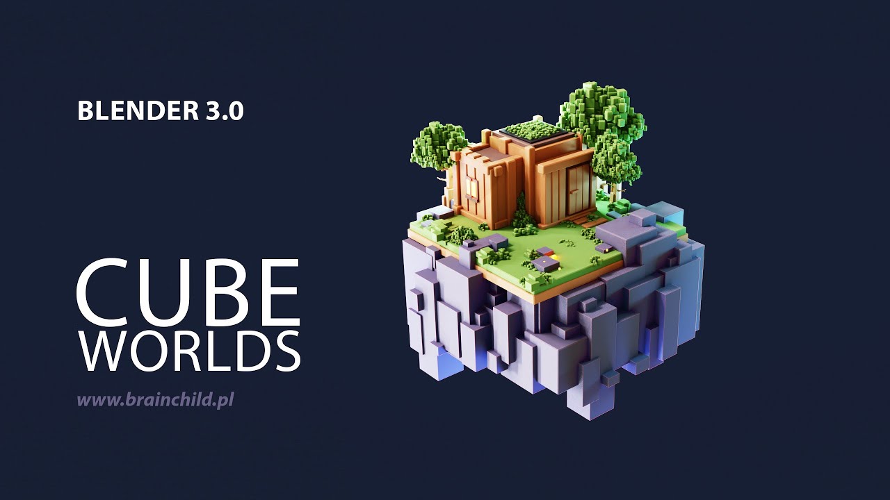 Blender 3.0 | ( Cube worlds ) Default Cube Modeling & Rendering Process