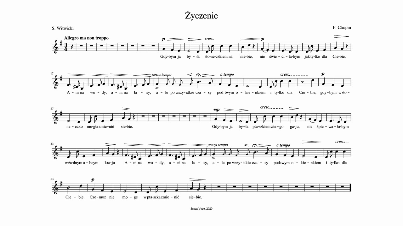 F. Chopin - Życzenie op. 74 nr 1 | Akompaniament / Piano accompaniment