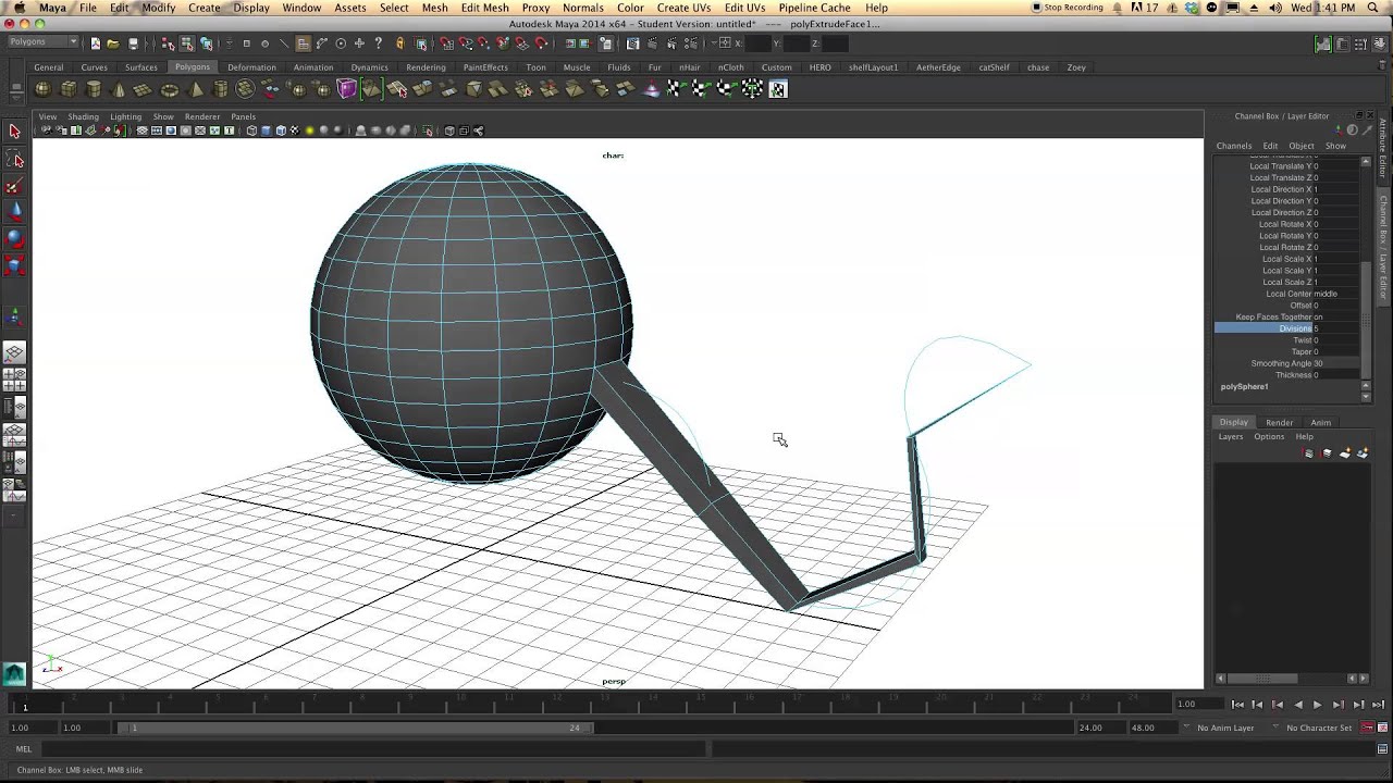 Maya Tutorial #8: Extrude Along A Curve