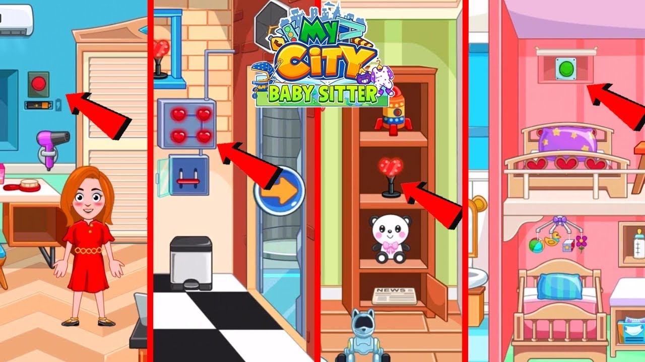 My City : Babysitter - Can you find All Secret Button ??
