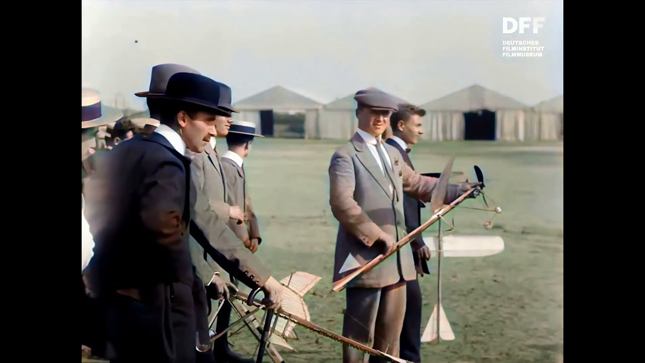 Model Flight Competition, Frankfurt, Germany   1914  (Colorized, Denoised, Remastered, 60fps)