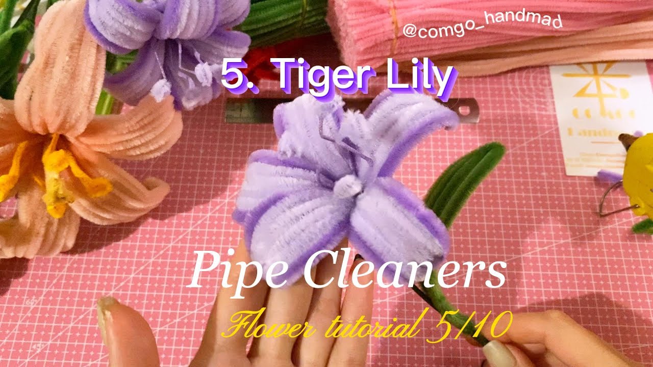5. How to make a Pipe Cleaner Tiger Lily (Chenille stems flower tutorials)