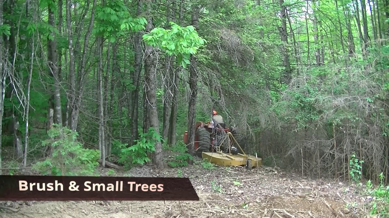 #28 Kubota L4600 and Everything Attachments Bush-Hog Cutting A Trail Into The Forest