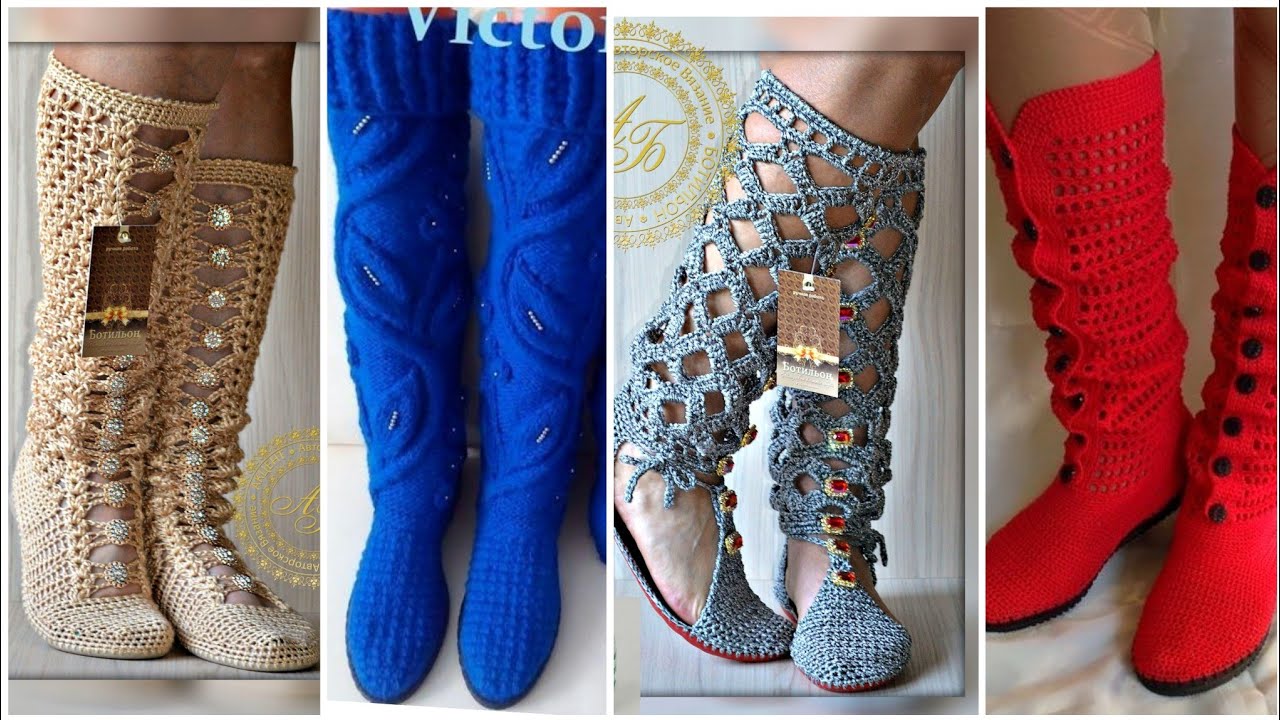 Stylish Crochet Winter Long Shoes Designs //Leg Warmer Boots For Women