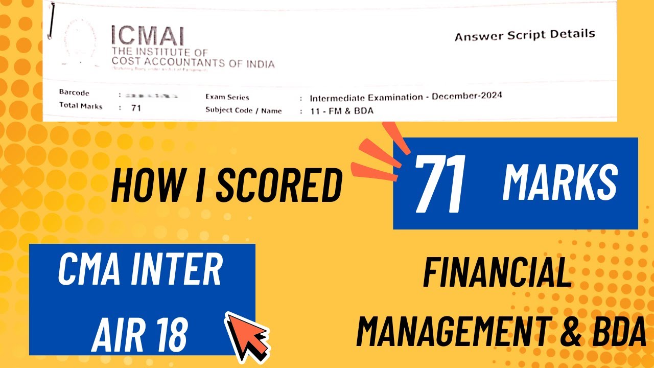 CMA Inter Certified Copy | AIR 18 Anirban Acharya | Paper 11 | Financial Management & BDA | Dec 24