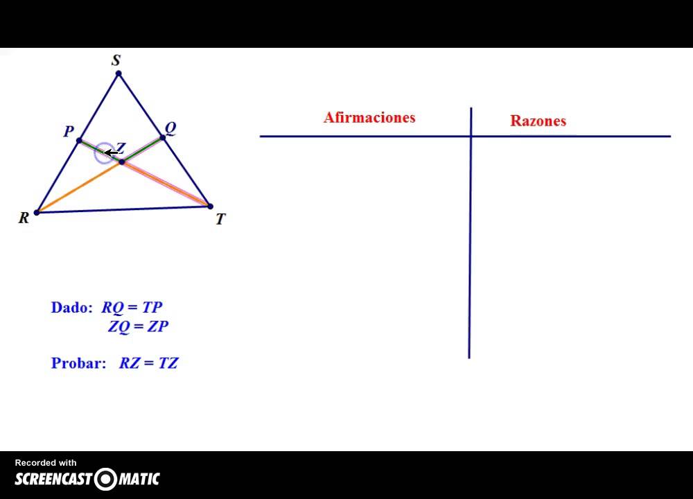 Demostraciones a dos columnas en geometría