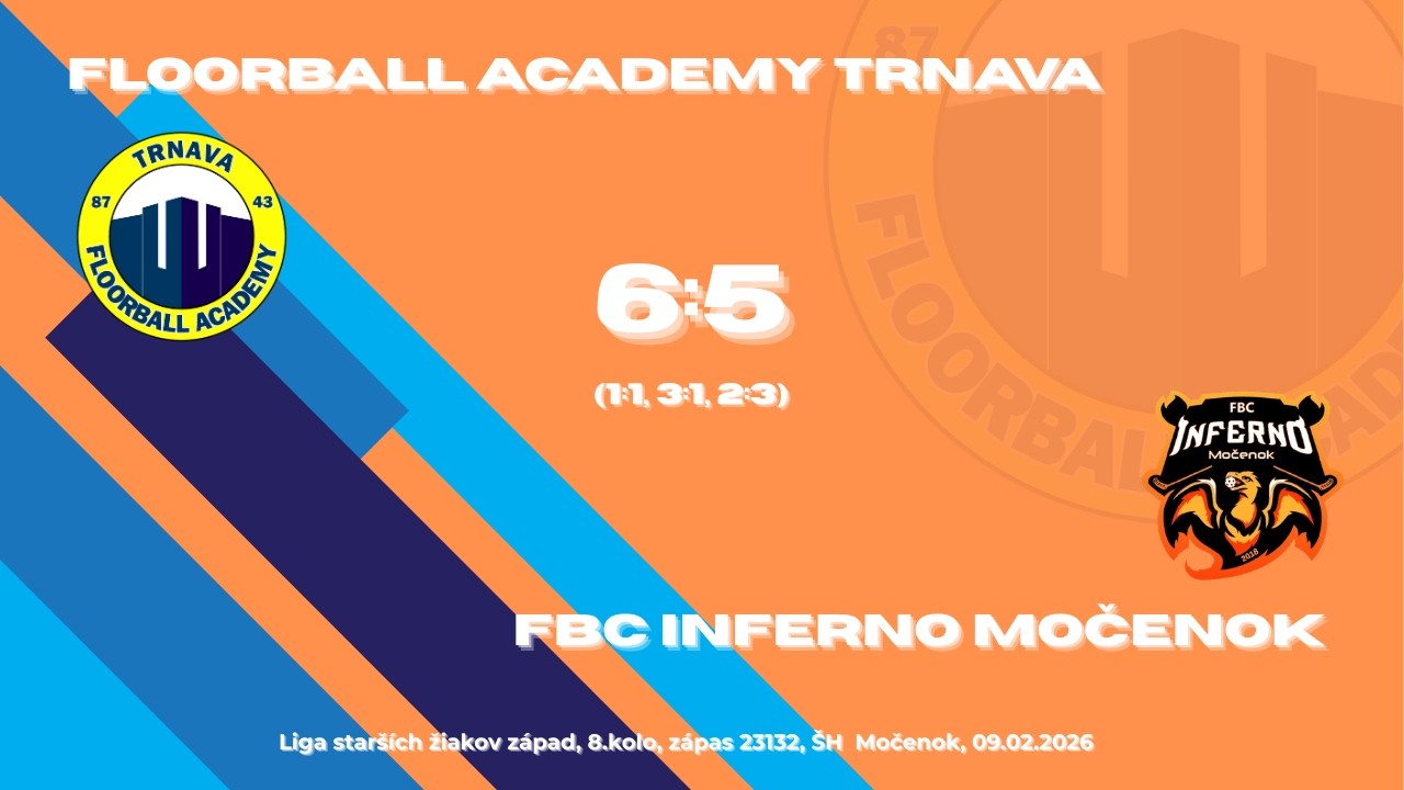 U15 - Floorball Academy Trnava vs FBC Inferno Močenok 6:5 (09.02.2026)