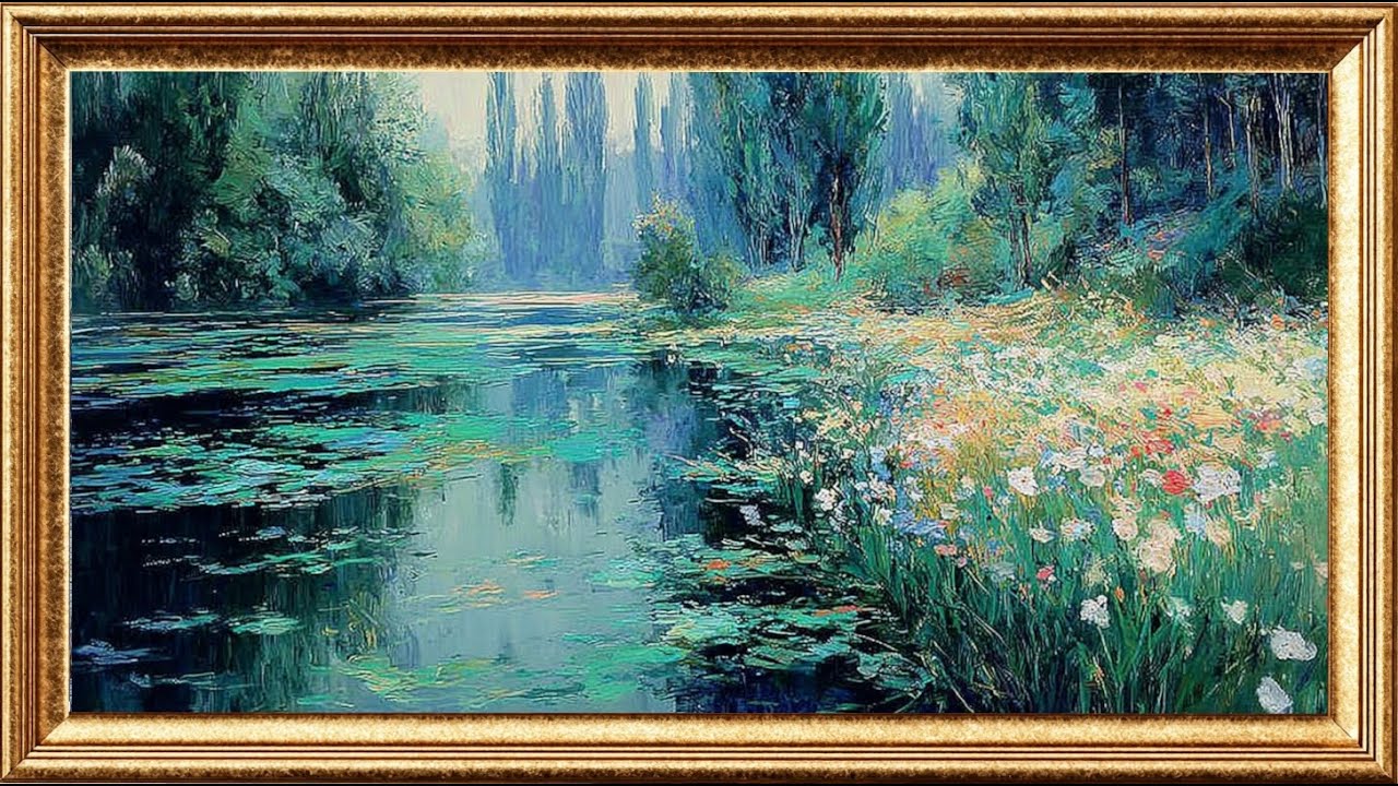 Flowers in the stream Impresionist | Classic Oil Painting Display | Timeless Art for TV (3 Hours)
