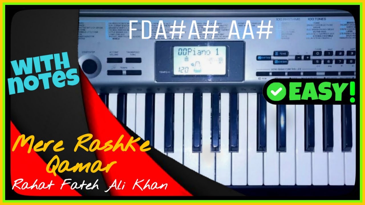 Mere Rashke Qamar Piano Tutorial | Piano Cover | With Notes | By Dipesh Garg