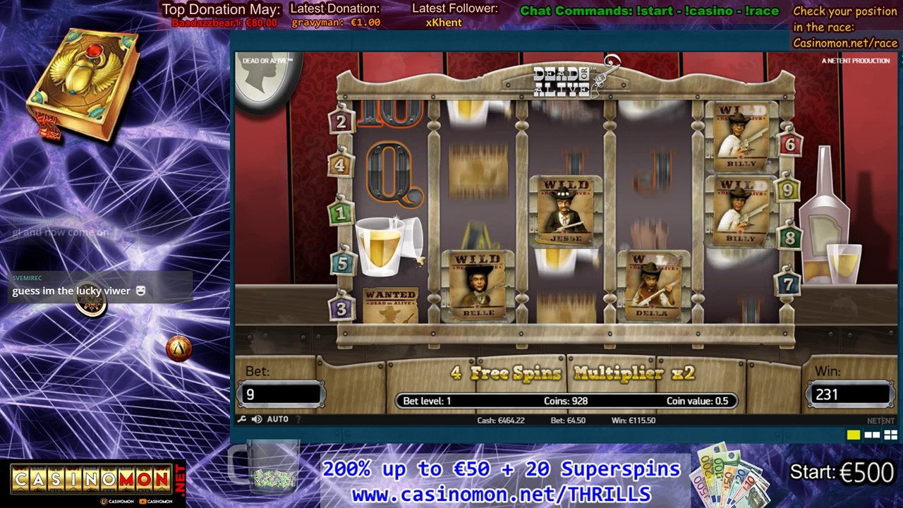 Dead or Alive &euro;4.50 retrigger bonus, BIG win!