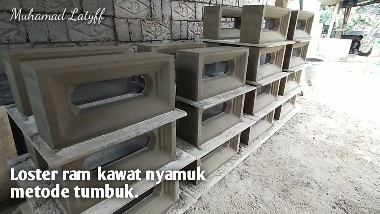 loster beton minimalis ram kawat nyamuk, metode tumbuk.