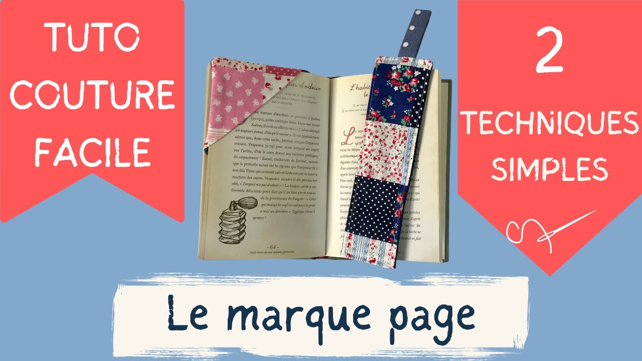 🧵2 Super Techniques pour coudre des marques pages en tissus!