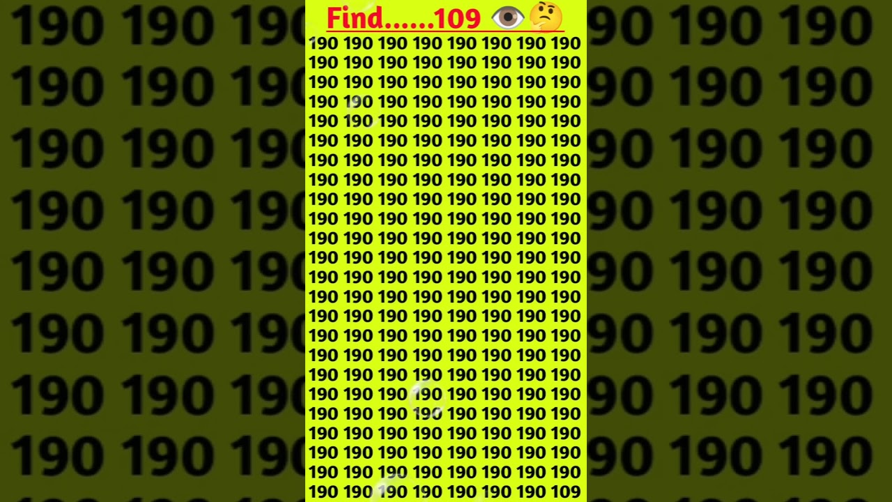 Find the different number 109👁🕵 #puzzlegames #testyourbrain #puzzlequiz # #shorts