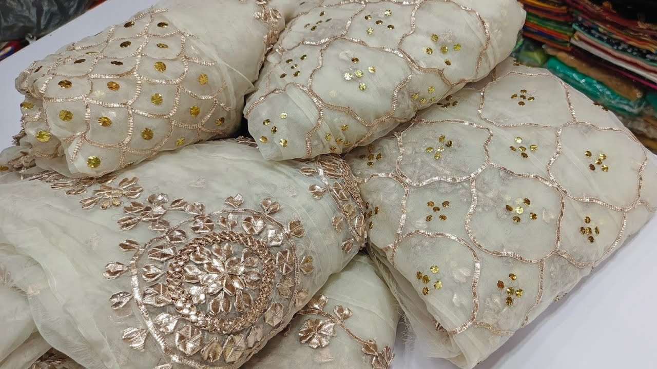 Exquisite Wedding Traditional Designer Handmade Gotta Embroidery Forks with Mukesh Kamdani Hand Work