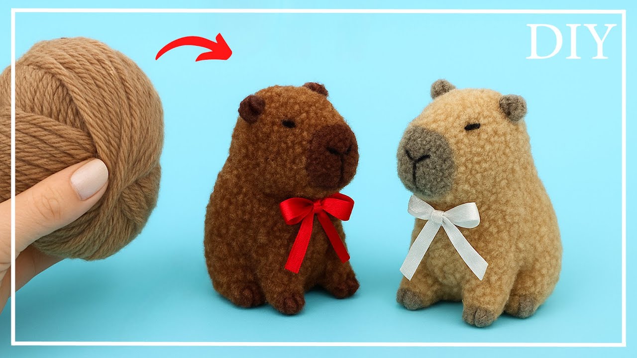Как сделать капибару из помпонов 🧶 Мягкая игрушка своими руками