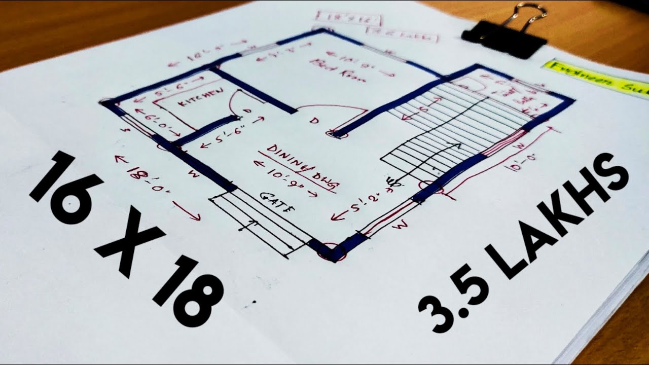 16 X 18 SQFT HOUSE DESIGN II 16X18 GHAR KA NAKSHA II 16X18 SMALL HOUSE PLAN