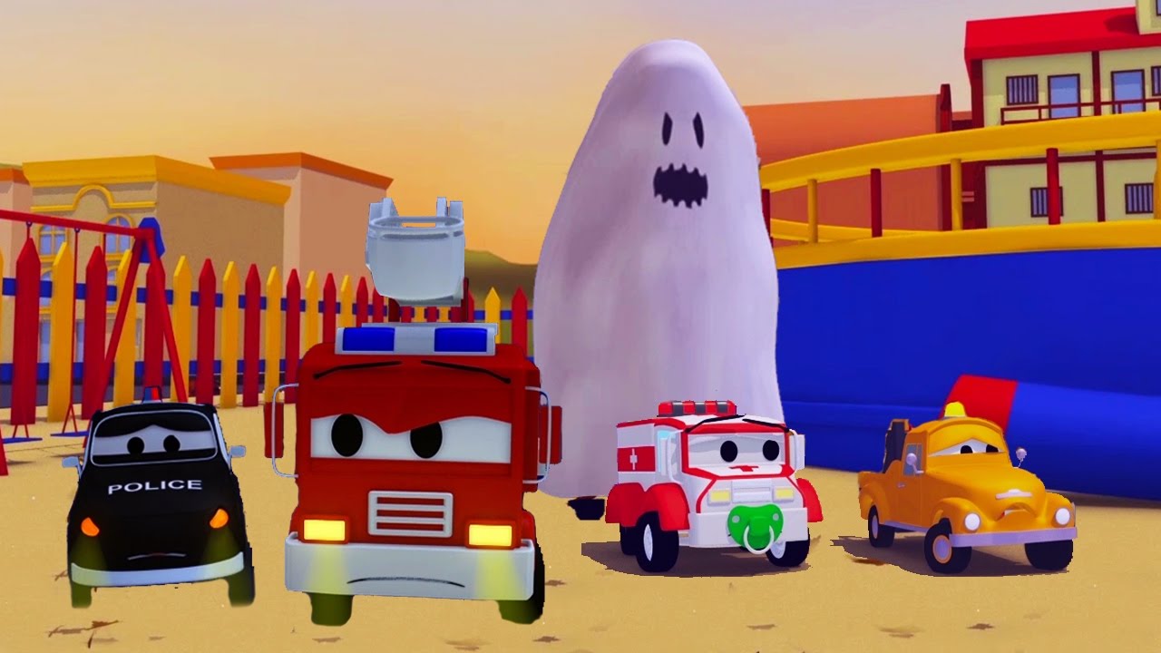 La Super Patrouille, camion pompier et voiture de police, et le Fantôme à Car City | HALLOWEEN !