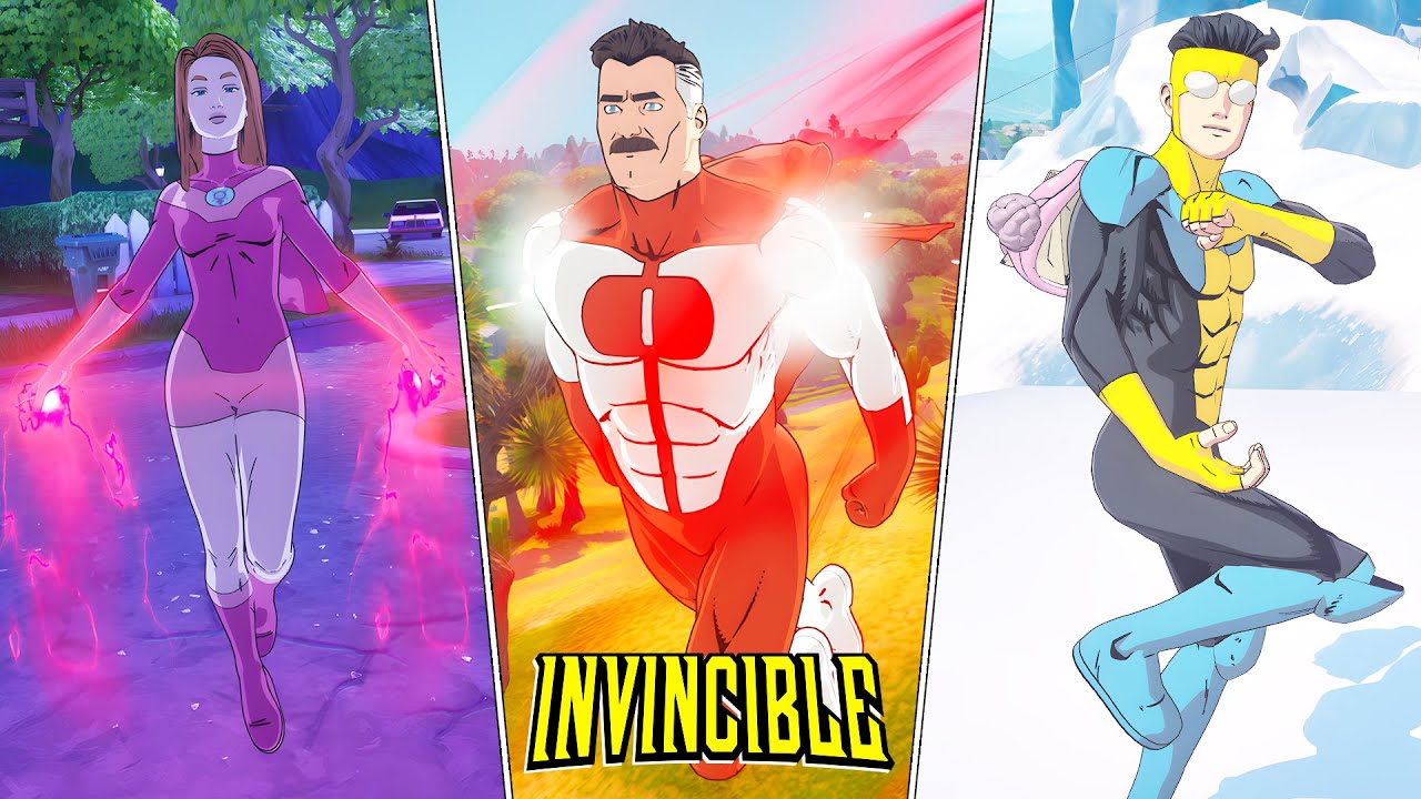 Fortnite INVINCIBLE Skins Bundle GAMEPLAY and Item Shop (Atom Eve, Omni-Man and Invincible)