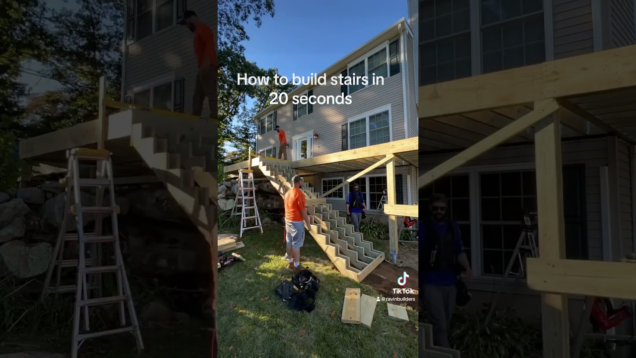 Assembling our typical stair build framing detail. #carpenter #deck #tips