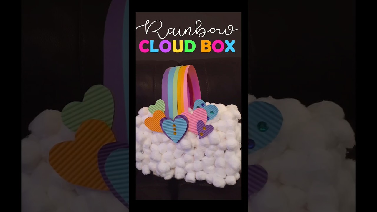 Super easy & cheap DIY Valentine's box idea 🌈☁️ #valentines #valentinesday #rainbow #diy #diycrafts
