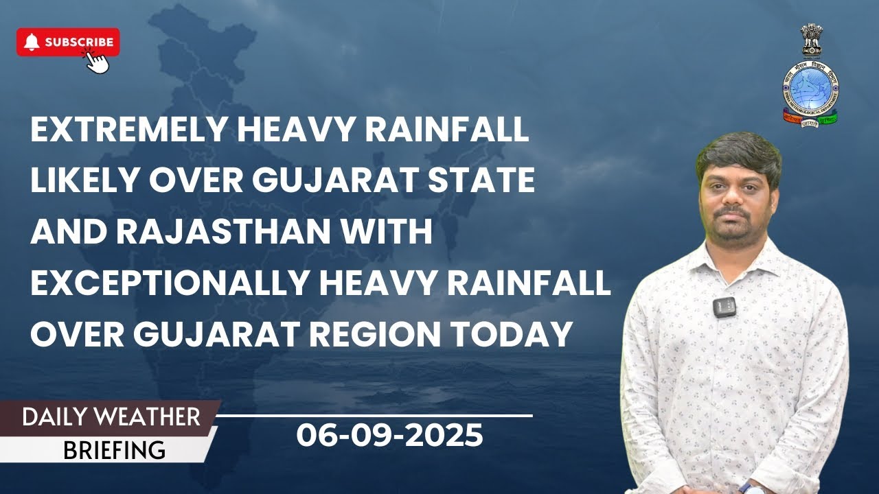 Exceptionally heavy rainfall likely over Gujarat region today