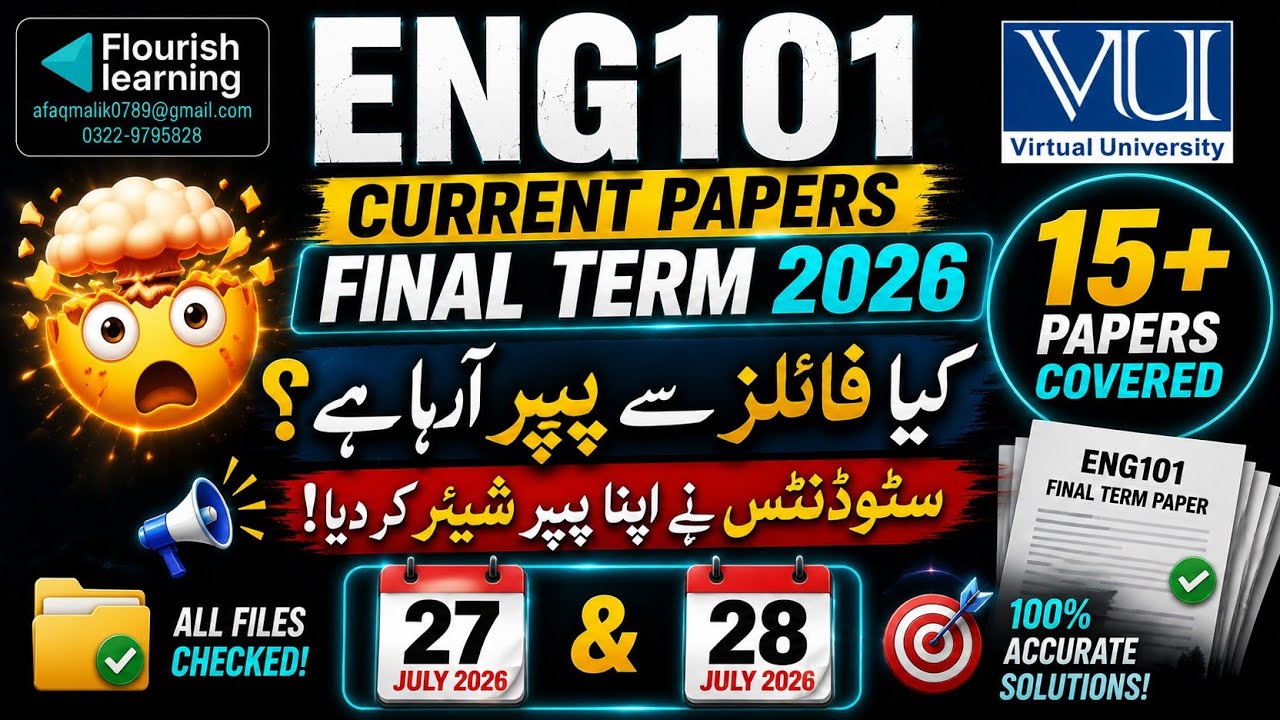 ENG101 Current Final Term Papers 2026| ENG101 Current Papers 2026 |ENG101 Paper Reviews Spring 2026 