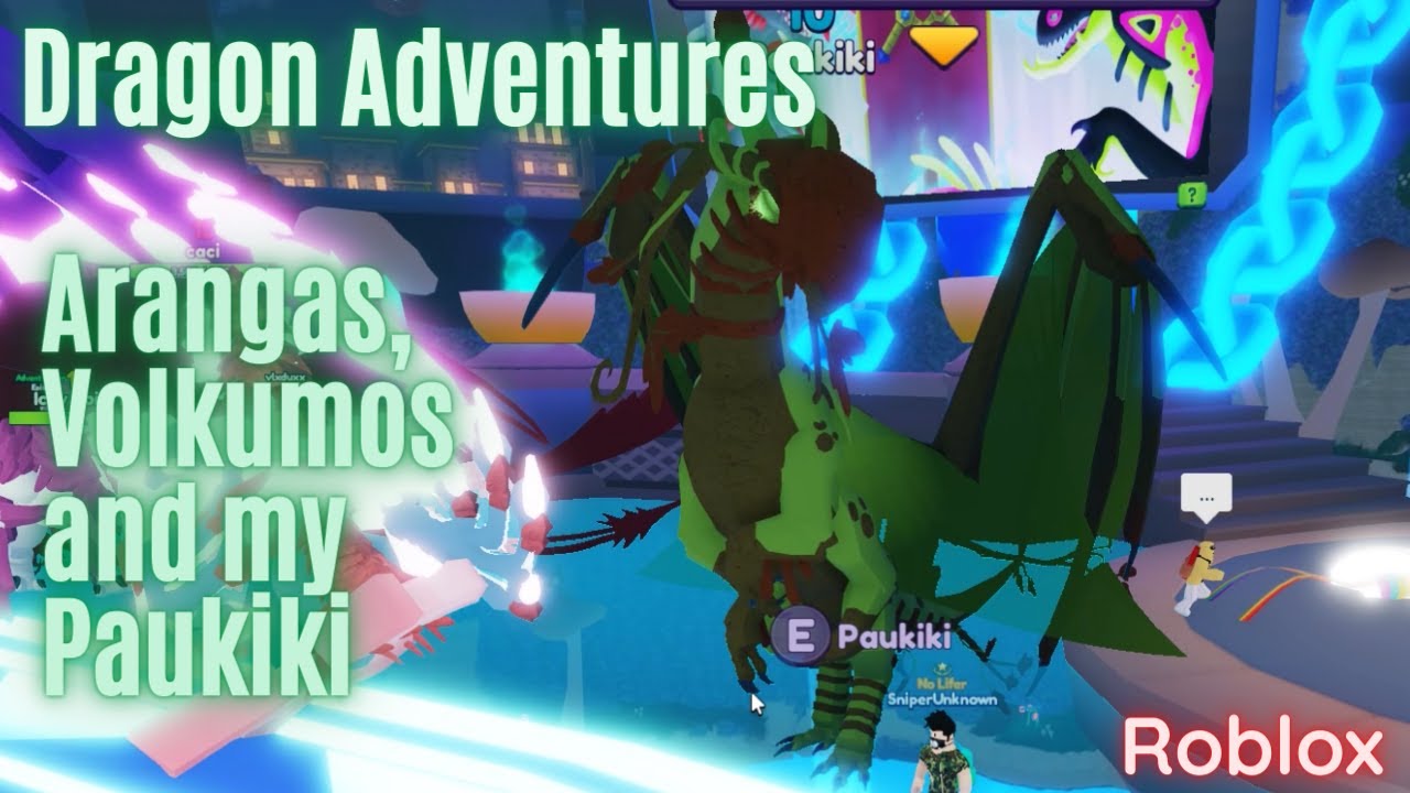 Aranga, Volkumos and my Paukiki in Roblox Dragon Adventures